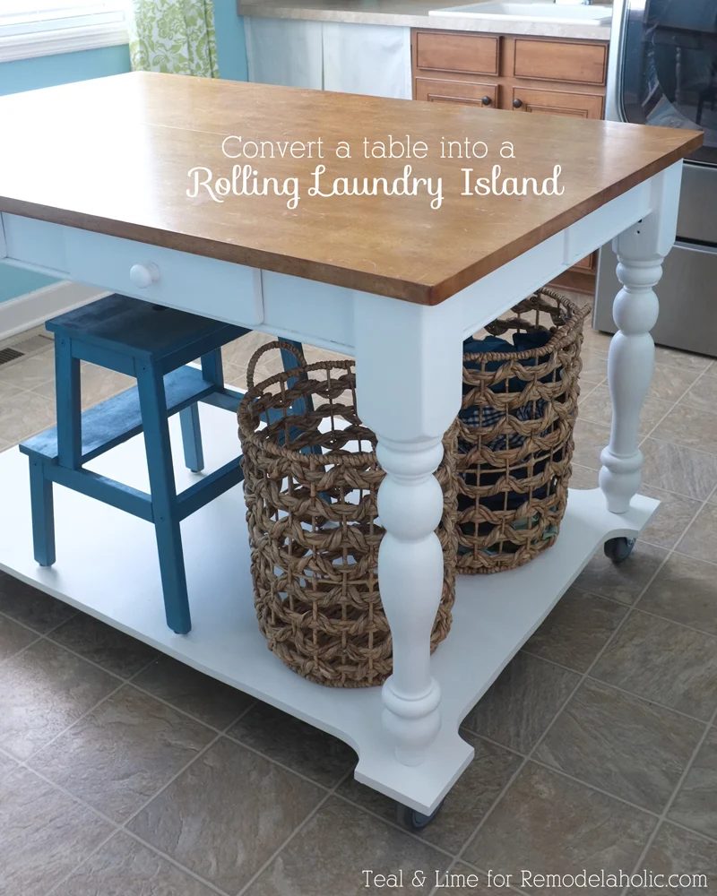 How to Turn a Table into a Rolling Island | Teal & Lime for Bekob.ocm