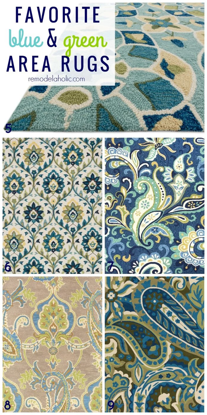 Top picks for green and blue area rugs, patterned, paisley, striped, floral. Great picks! @Bekob