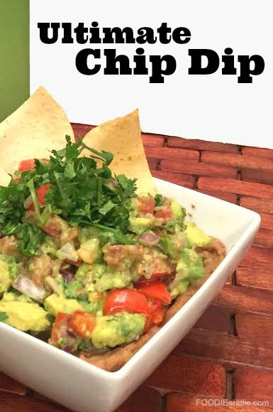 Ultimate Chip Dip | FOODIEaholic.com #recipe #cooking #appetizer #dip #beans #avocado #vegetables #chip
