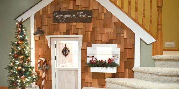Under Stairs Playhouse With Cedar Shake Shingles