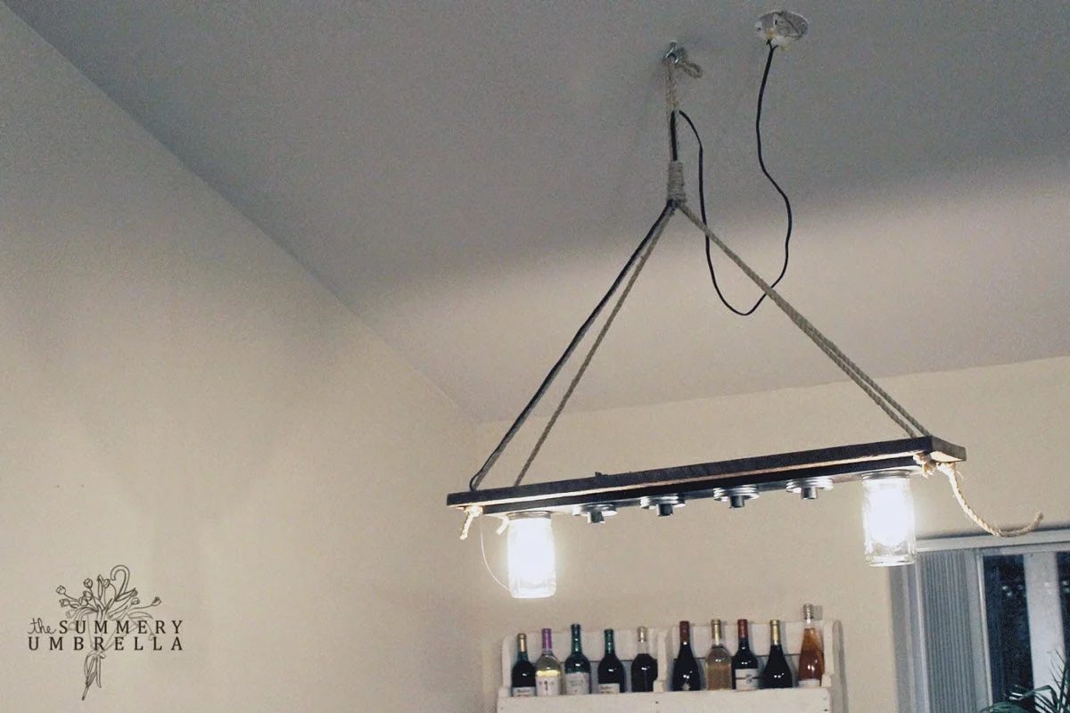 handmade mason jar pendant light chandelier - The Summery Umbrella featured on @Bekob