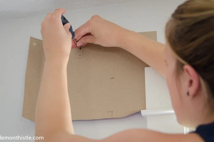 cardboard template makes hanging curtain rods straightforward, Lemon Thistle on Bekob