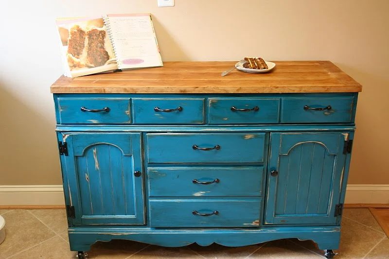 colorful dresser kitchen island upcycle