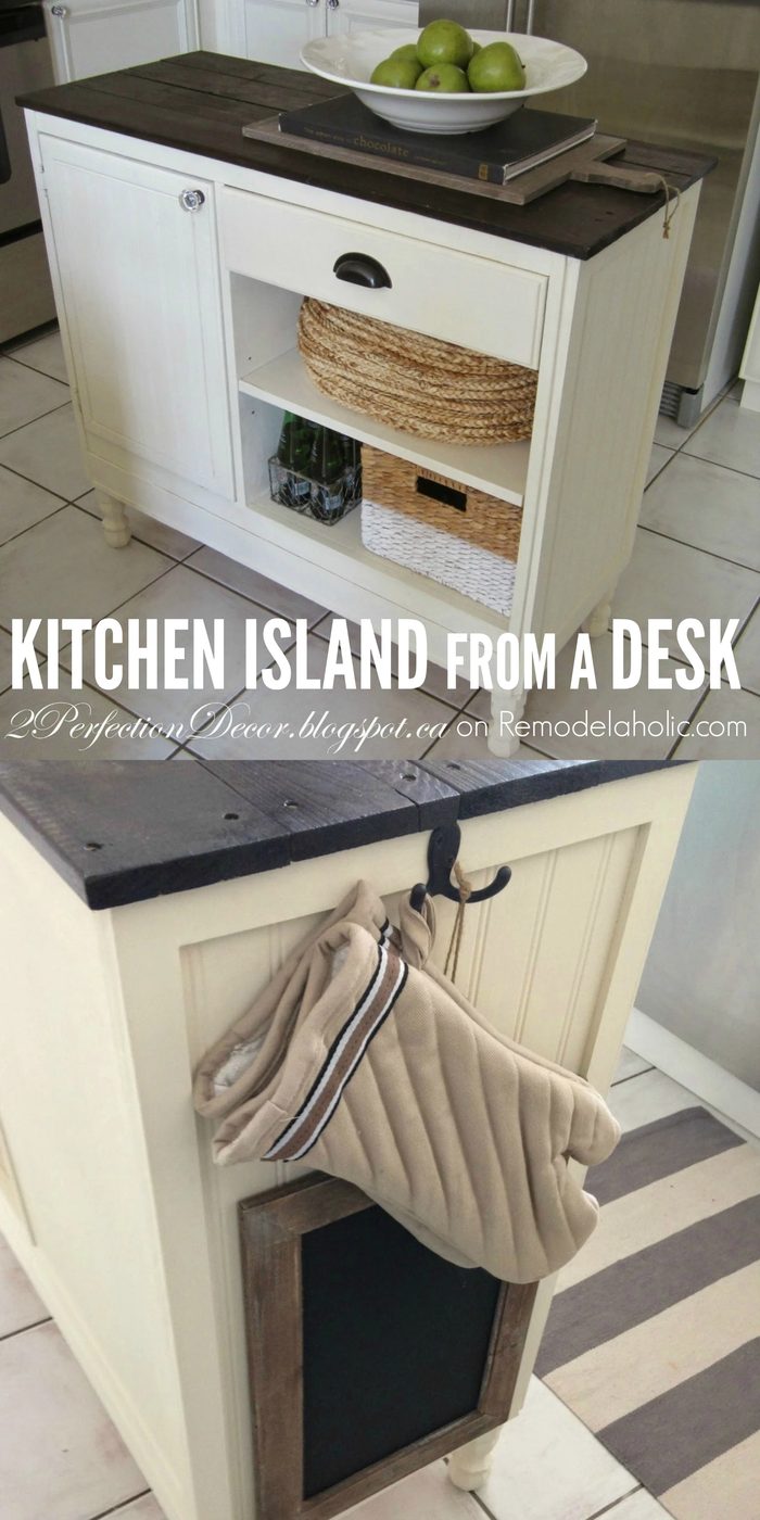 Turn a vintage desk into a kitchen island with this stylish upcycle - 2Perfection Decor on @Bekob