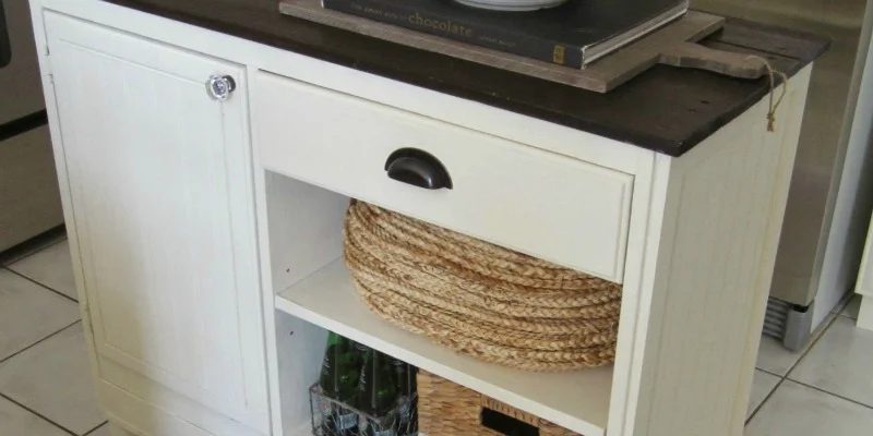 Upcycled Vintage Desk into Kitchen Island with Storage