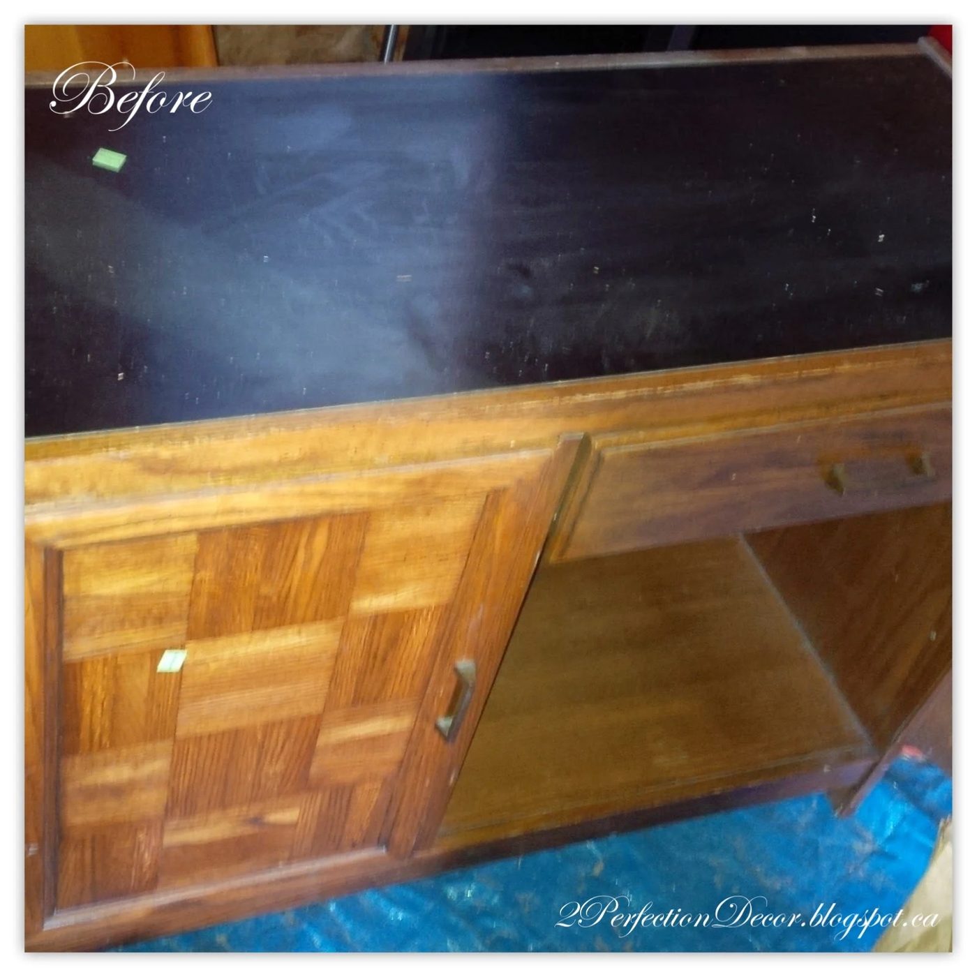 How to revamp this vintage desk into a kitchen island by 2Perfection Decor featured on @Bekob