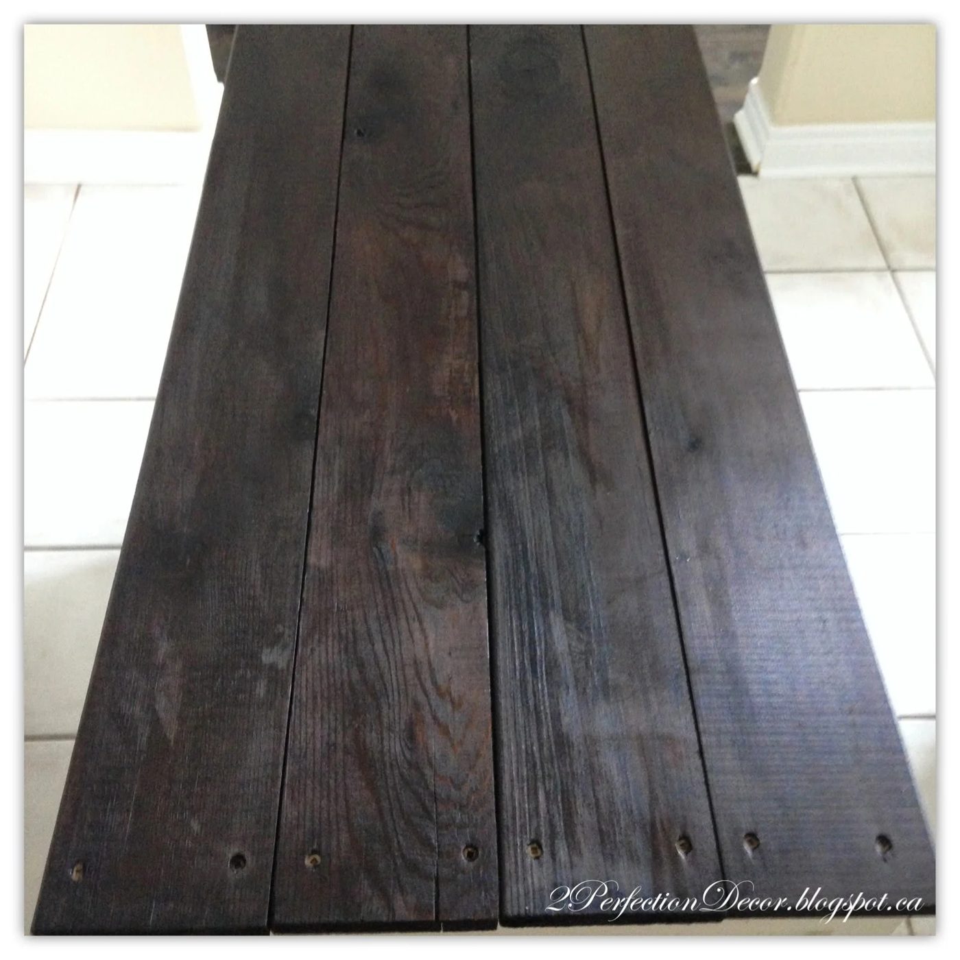 Wood plank top for kitchen island upcyle by 2Perfection Decor featured on @Bekob