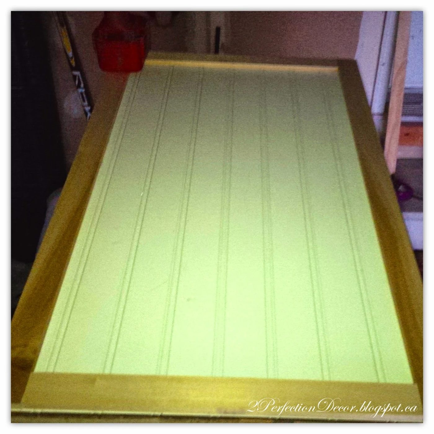 Kitchen island with shaker style bead board cabinet by 2Perfection Decor featured on @Bekob