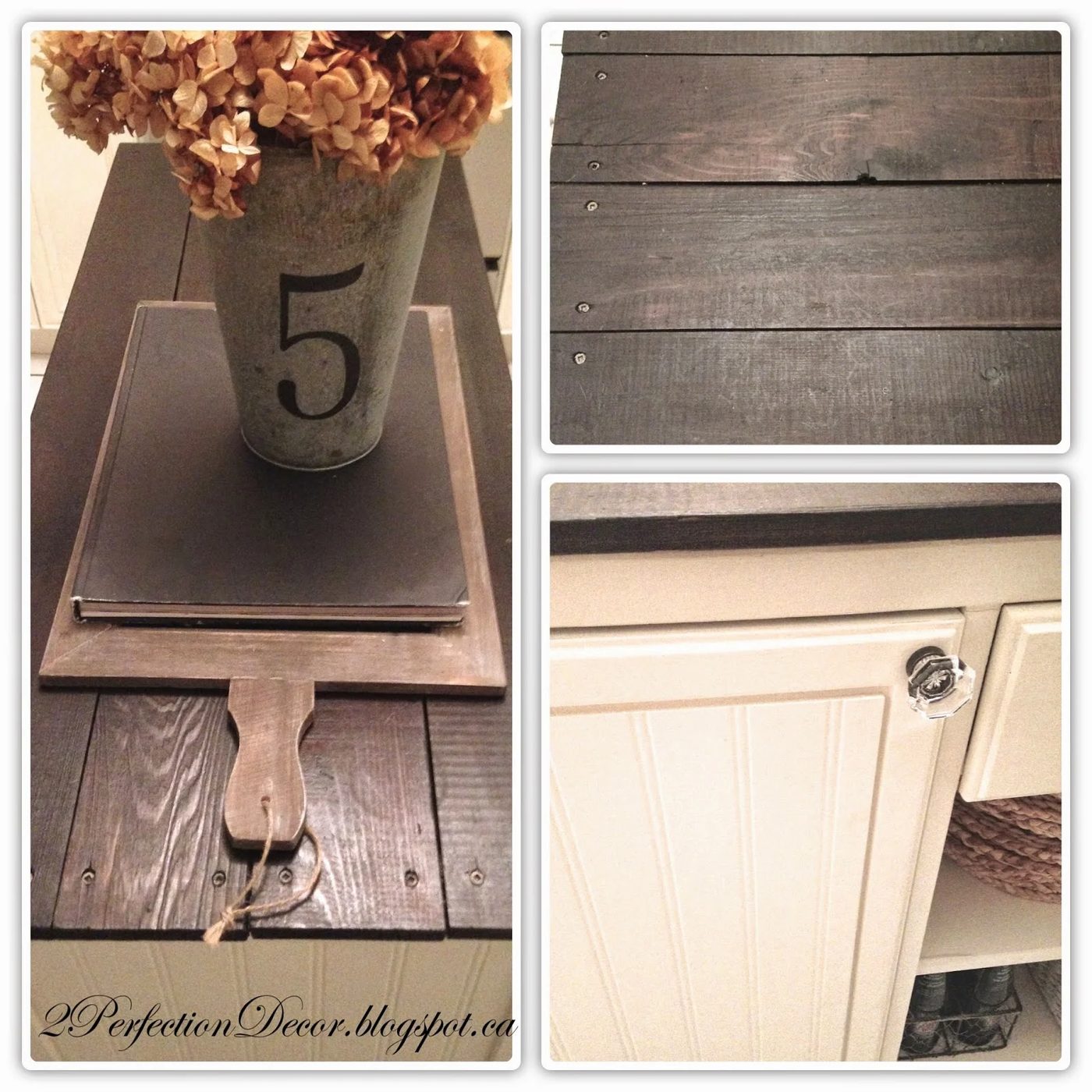 Beadboard kitchen island with plank wood top02 by 2Perfection Decor featured on @Bekob