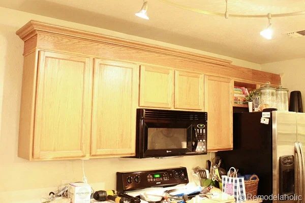 Upgrade Oak Kitchen Cabinets With Crown Moldings-24