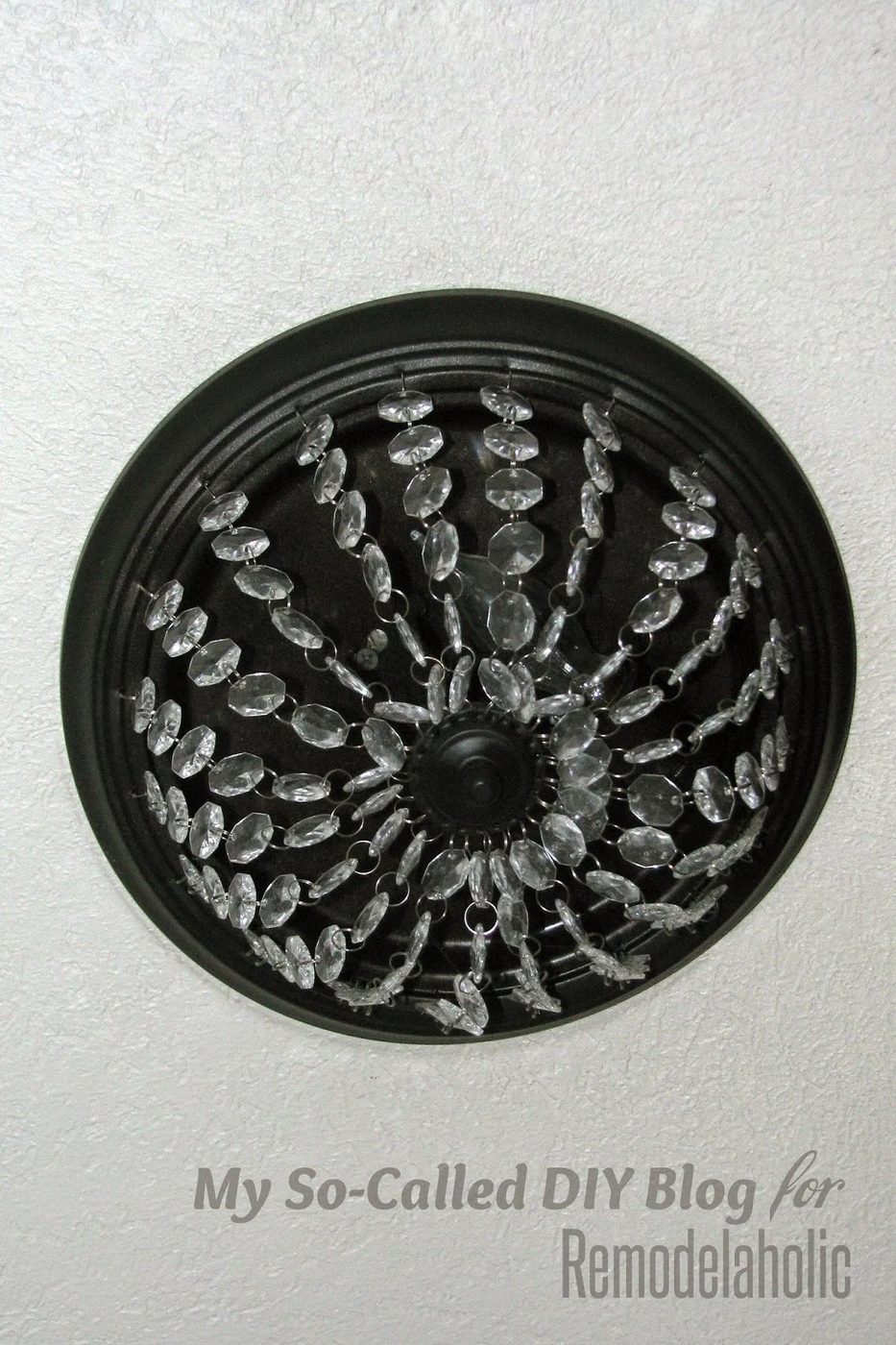 use chandelier crystals to upgrade a standard flushmount ceiling light - My So-Called Handmade Blog on @Bekob