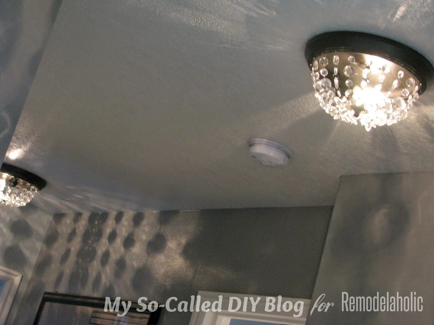 how to turn a boob light into a Pottery Barn crystal flushmount fixture - My So-Called Handmade Blog on @Bekob