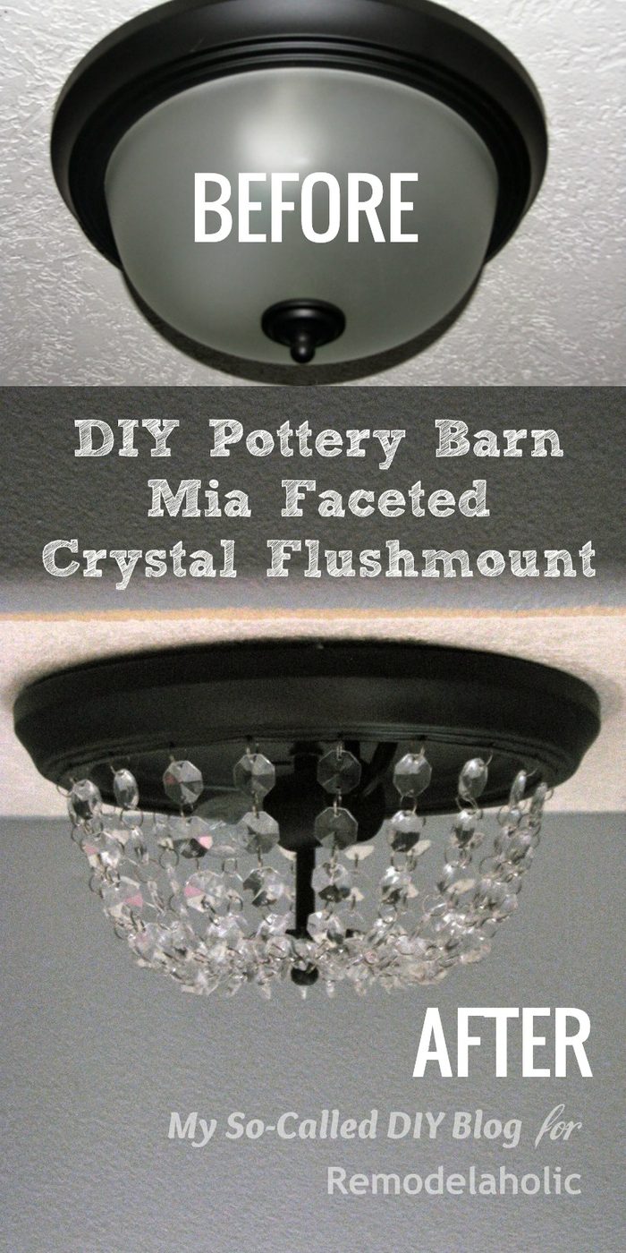 Handmade Pottery Barn Mia Faceted Crystal Flushmount Updated Before And After And How To Featured On Bekob.com