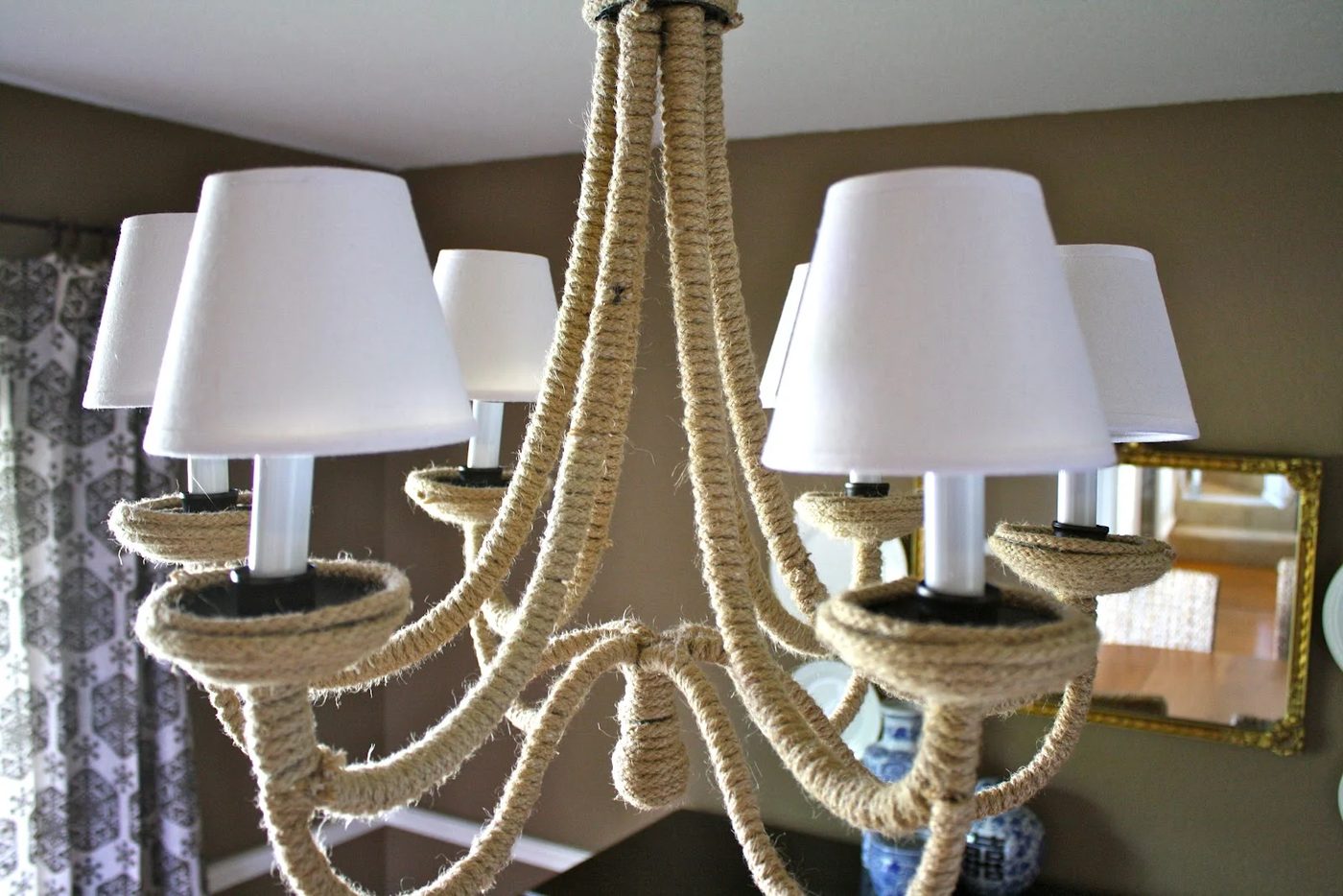 Handmade rope chandelier makeover, I Love That featured on Bekob