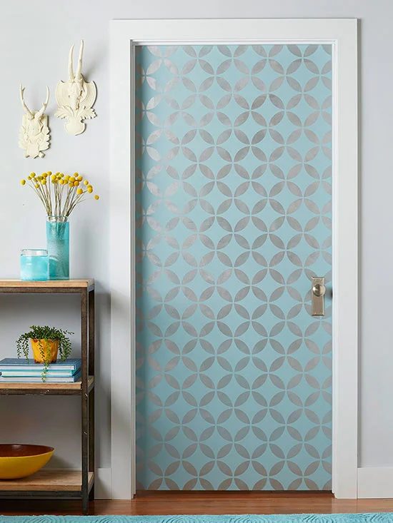 stenciled painted door via BHG