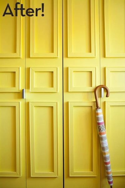renter-friendly removable trim closet door update via Curbly