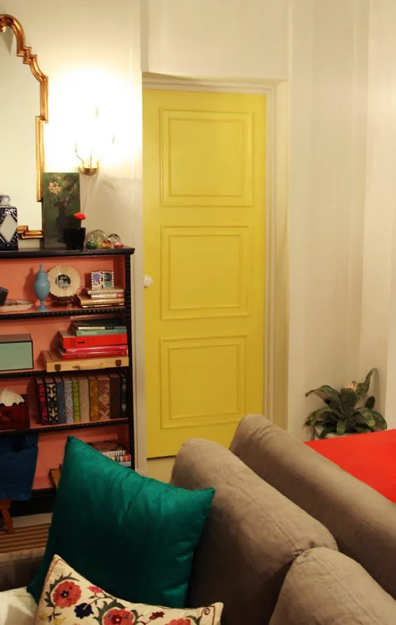 yellow square paneled door from flat door - Little Green Notebook
