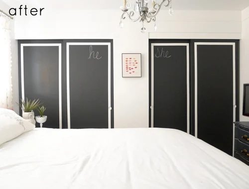black painted flat closet doors update via DesignSponge