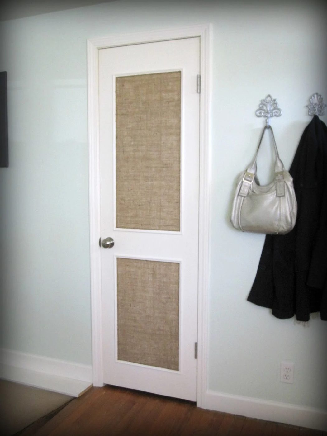 burlap paneled door - Beautifully Contained