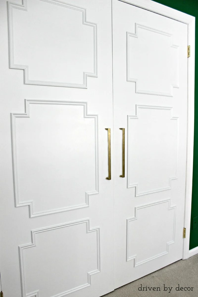 How to Add Moulding to Plain Closet Doors by Driven by Decor featured on Bekob