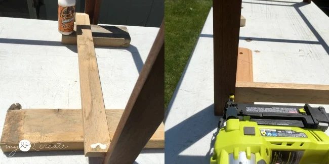 gluing and nailing on shelf support