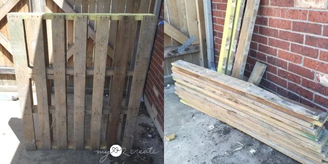 Pallet cut up to be used for table top