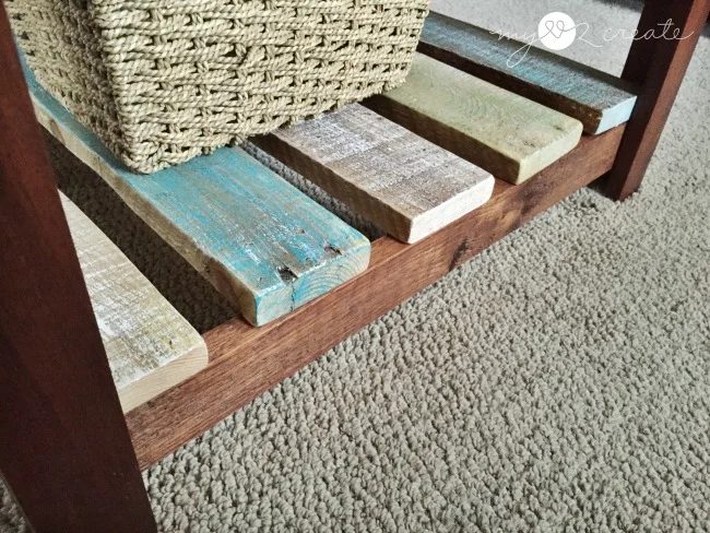 bottom shelf made with pallet planks