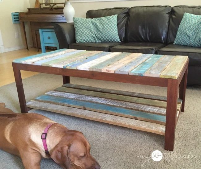 pallet coffee table with dog