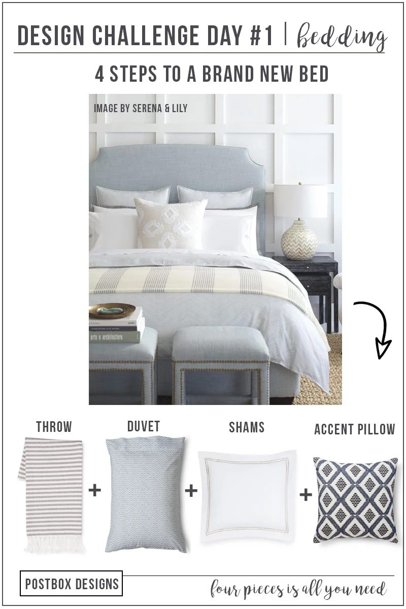 Update Your Bedroom with Just 4 Items by Postbox Designs Interior E-Design. Re-create this bedroom with modest-cost-friendly alternatives and a Free Mood Board