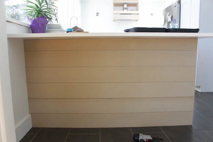 plank style shiplap kitchen island update, The Happy Housie on @Bekob