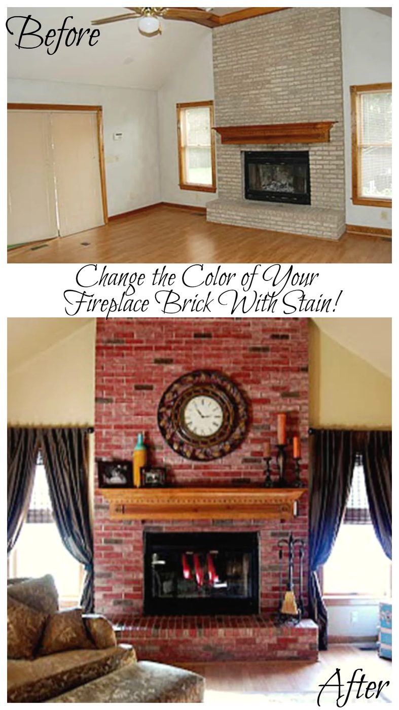 Change the color of your fireplace brick with stain