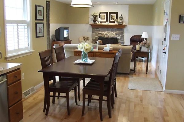 Refreshed Family Room & New Floor Before and After