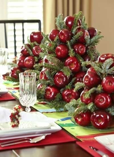 Apple and fir centerpiece