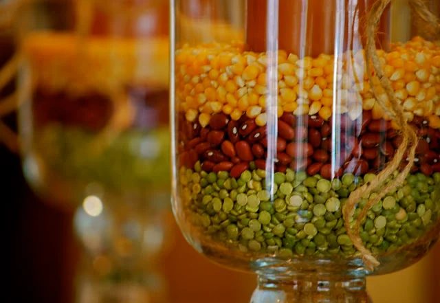 corn bean and lentil vase filler