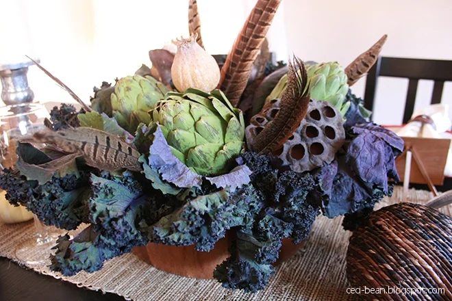 Kale and artichoke centerpiece