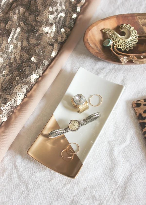 gold-dipped jewelry trays handmade A Fabulous Fete