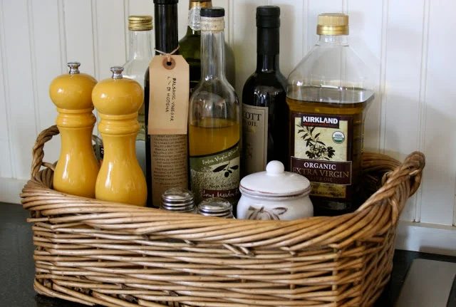 wicker tray to organize kitchen essentials Homestead Revival