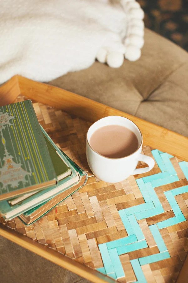 handmade wood herringbone tray Style Me Pretty