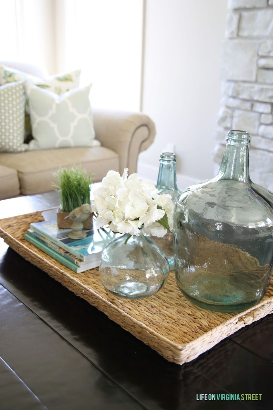 striking living room and coffee table and tray Life on Virginia Street