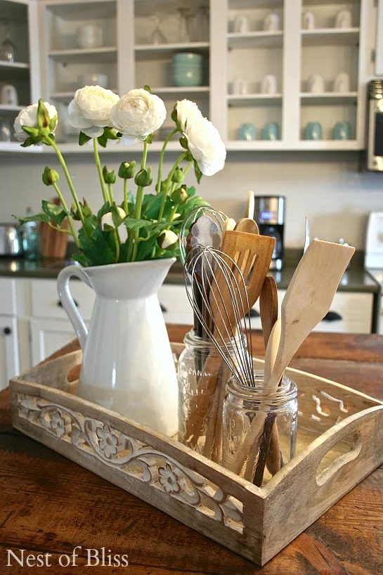 kitchen organizing with countertop trays Brandi Sawyer