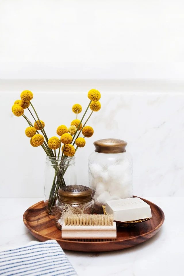 round wood vanity organizing tray mydomaine