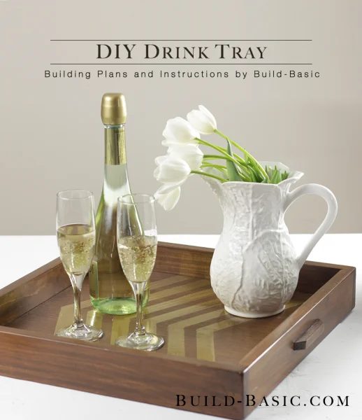 handmade wood and gold drink tray Build Basic