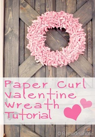 An straightforward but pretty way to dress up your home for Valentine's Day. Steps for making a Pink Paper Curl Valentine Wreath craft option at Bekob.com