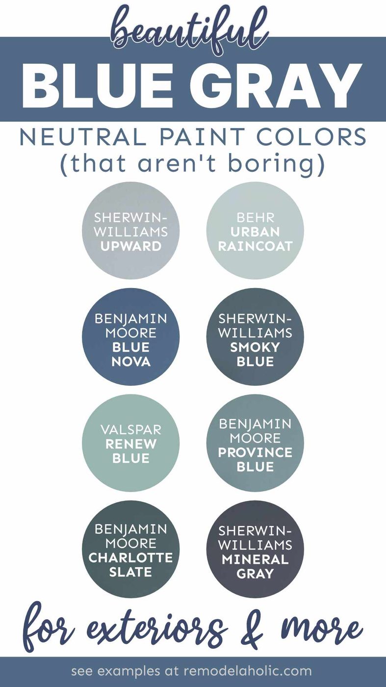 Paint Color Palette Pin Blue Gray - light blue gray to dark blue gray paint colors that are neutral but not boring