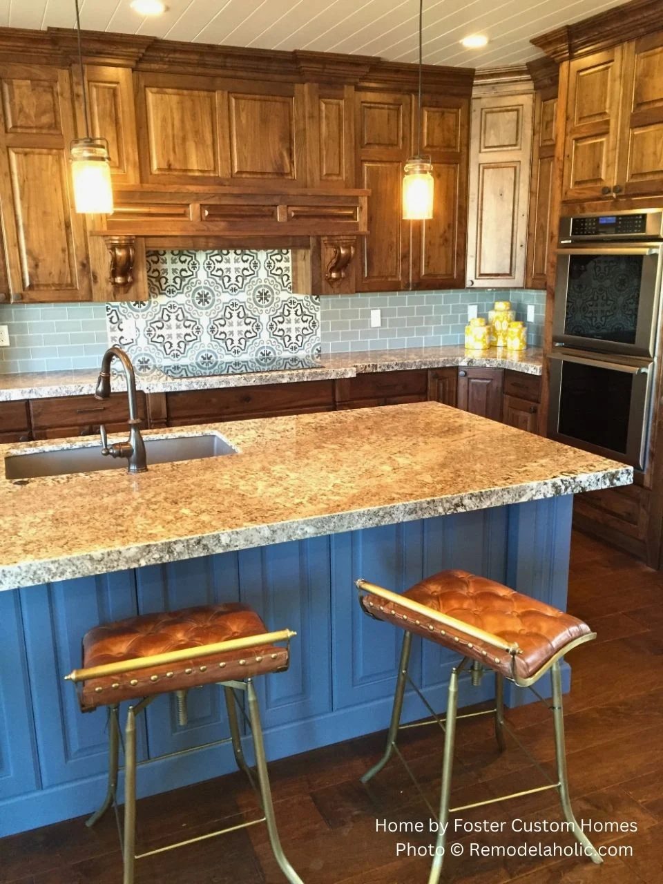Best Blue Gray Paint Colors Kitchen Cabinet Color Match SW Azure Tide Two Tone Wood Cabinets UV16 H24 Foster, Photo Bekob