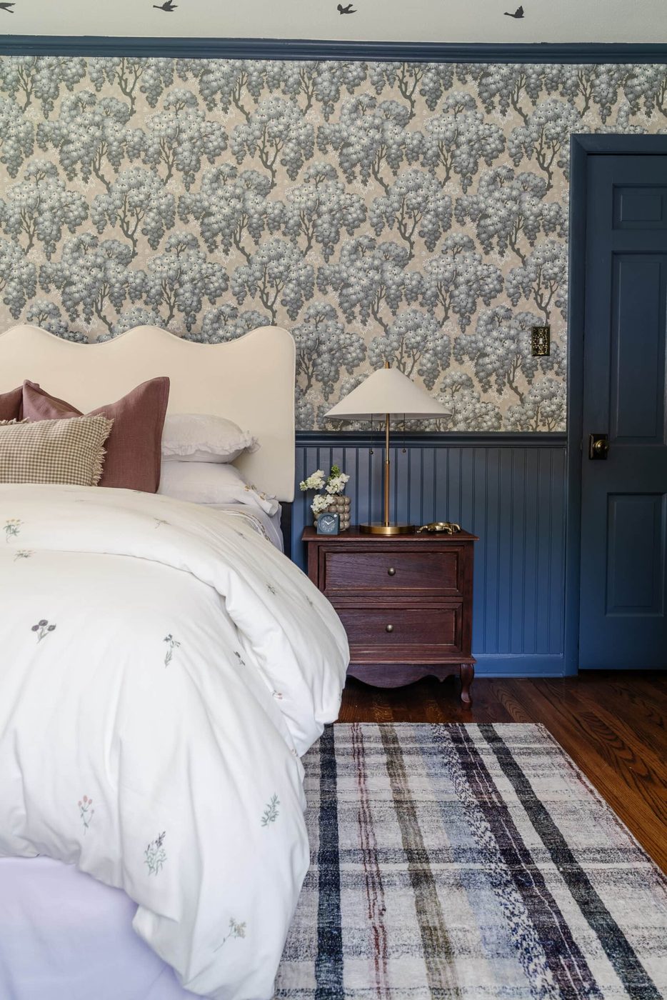 Best Blue Paint Colors Cottage Blue Board And Batten Wainscoting Trim Door In Girls Bedroom SW Smoky Blue, Blesser House