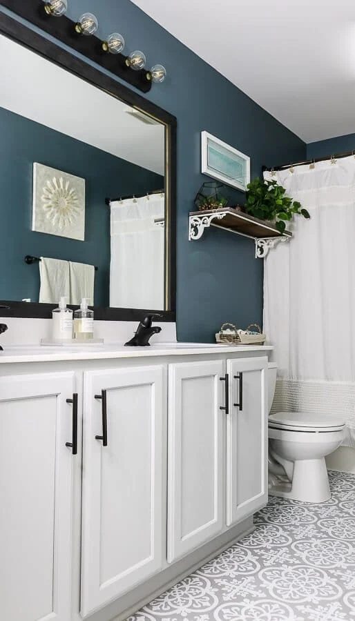 Best Blue Paint Colors Dark Blue Gray Bathroom In BM Charlotte Slate Blue, My Homier Home