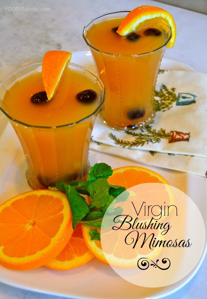 Virgin Blushing Mimosas | FOODIEaholic.com #recipe #cooking #mocktail #beverage #orange