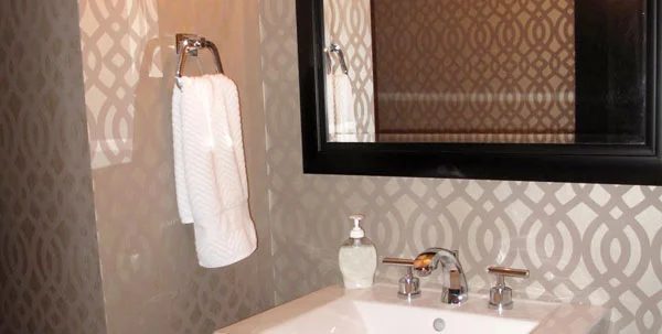 Walls In Half Bath With Imperial Trellis Pattern