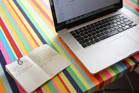washi tape home decor - striped table, Elise Blaha
